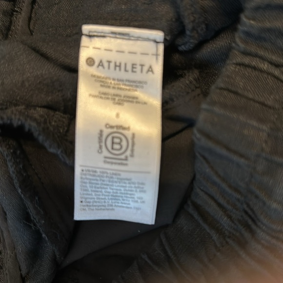 ATHLETA Black Cabo 100% Linen Joggers, Size 8, Like New - Picture 6 of 6